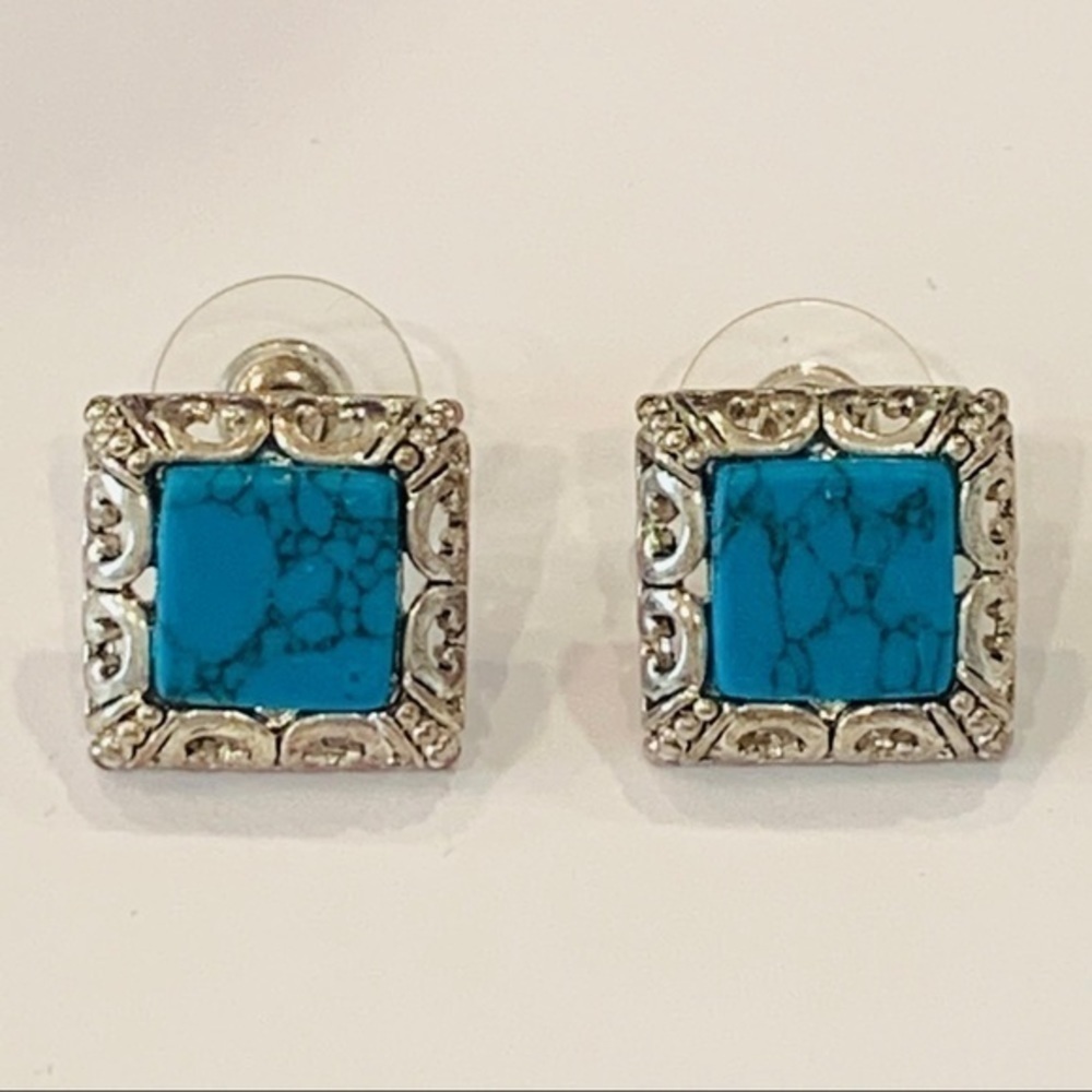 Best signed vintage blue turquoise colored square